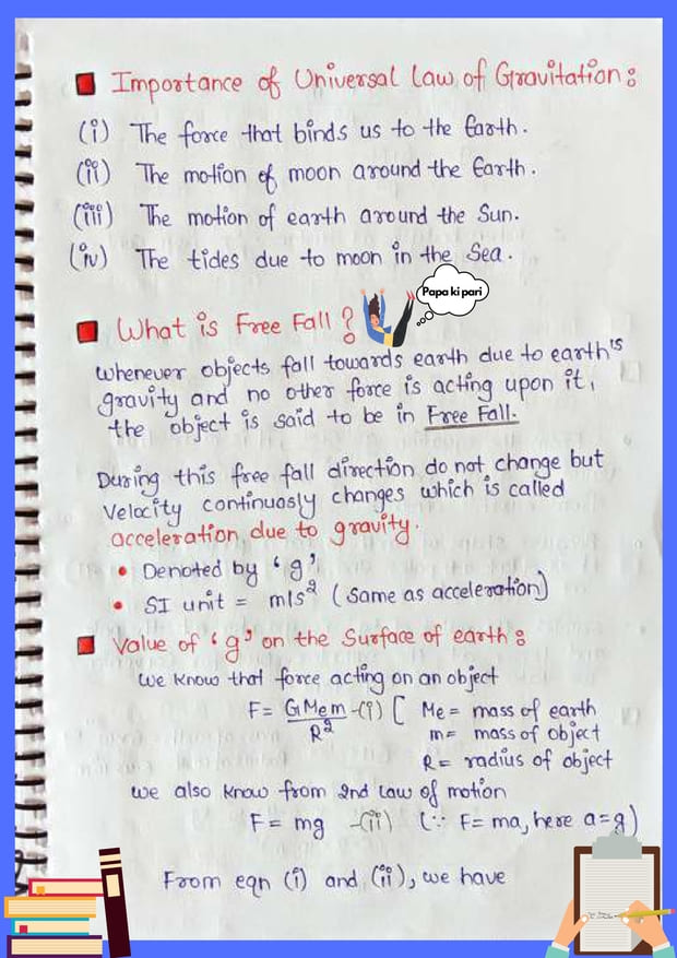 notes of gravitation class 9 pdf physics wallah