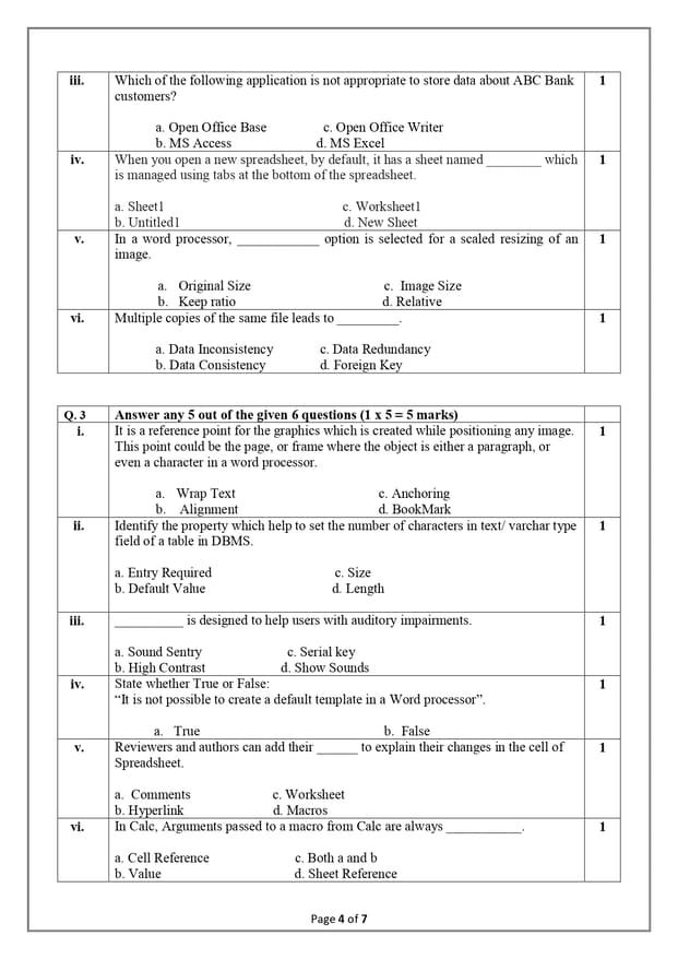 Class 10 IT Sample Paper 202223 code 402 PDF IT 402 Class 10 Sample